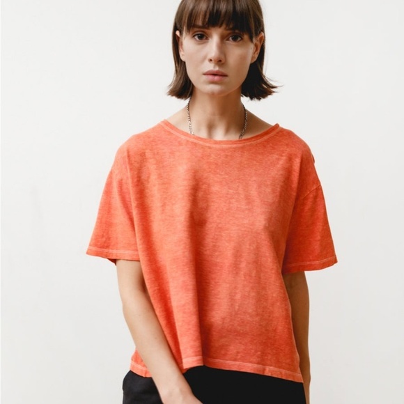 NWT Priory Crop Tee in Organic Slub Jersey Vermillion Red Size M/L - Picture 1 of 4